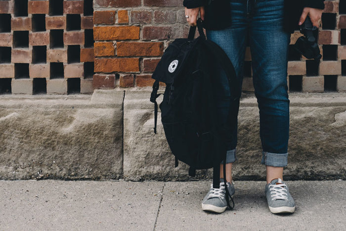 student going to her summer internship 