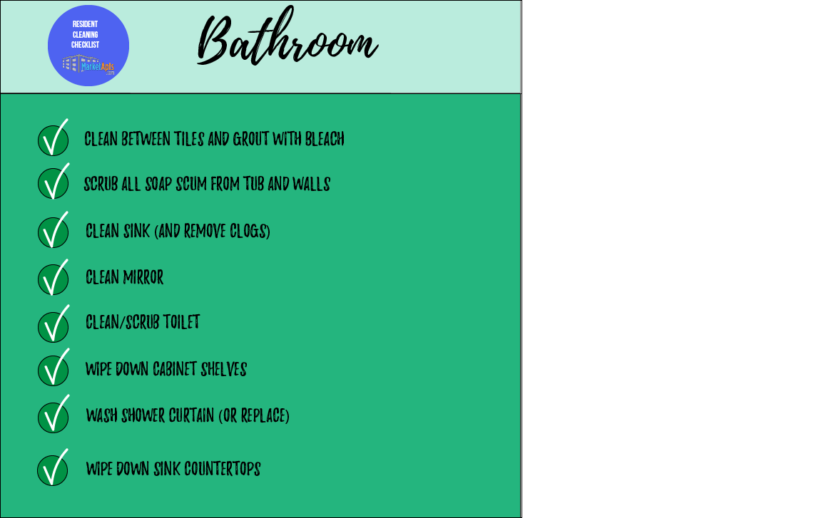 Bathroom Apartment cleaning checklist for residents and property managers