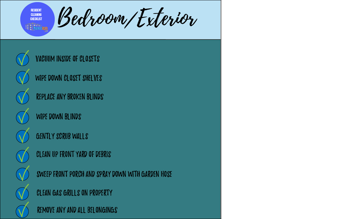 Apartment Bedroom Cleaning Checklist for Move-out