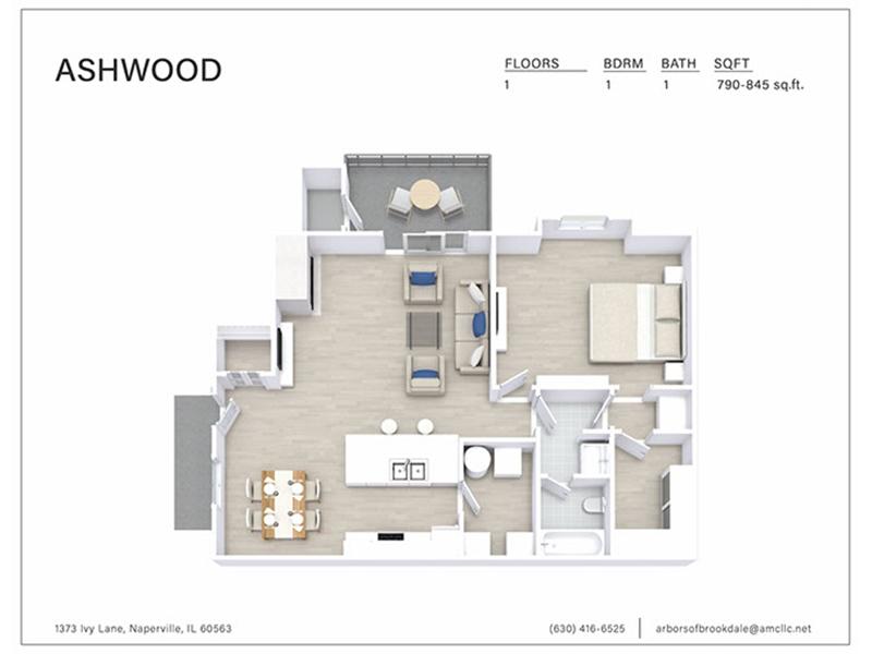 1 Bedroom 1 Bathroom A1 floorplan at Arbors of Brookdale