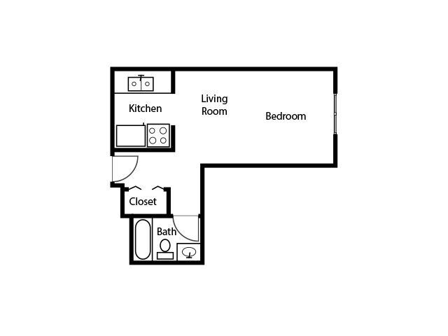 STUDIO floorplan at The Emory