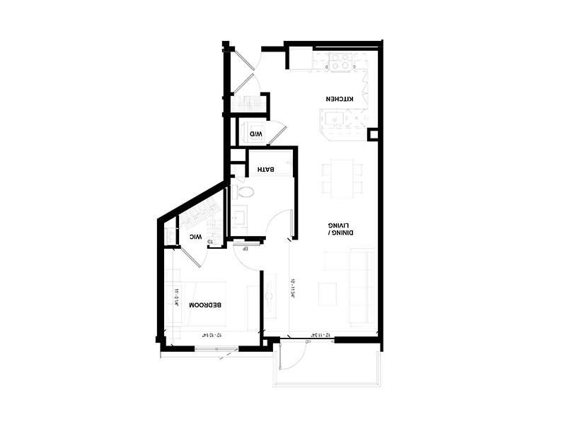 1 Bedroom C floorplan at Volta on Pine