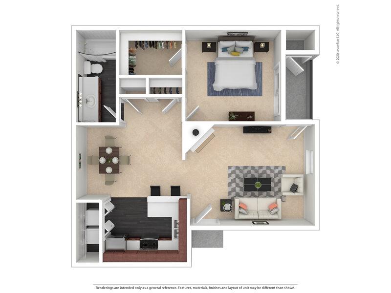 1x1-863- Classic floorplan at Pinnacle Heights