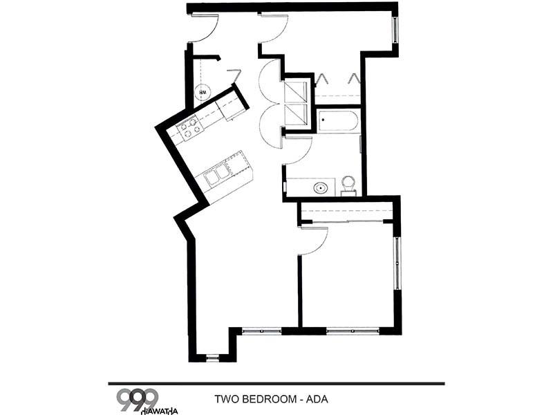 2BADA floorplan at 999 Hiawatha