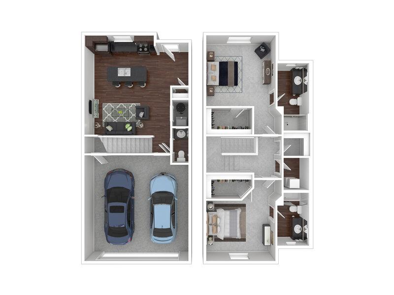 2 Bedroom floorplan at North Pointe Townhomes