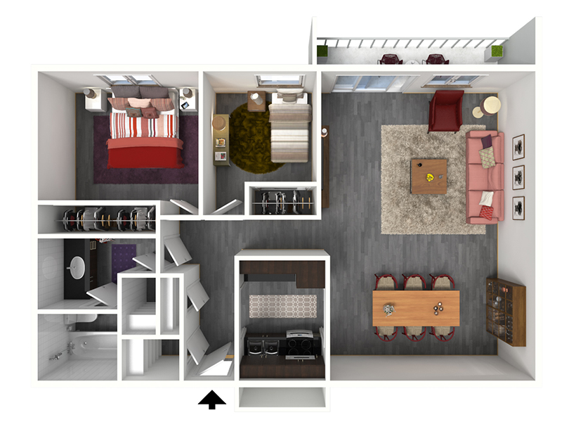 2 Bedroom 1 Bath A