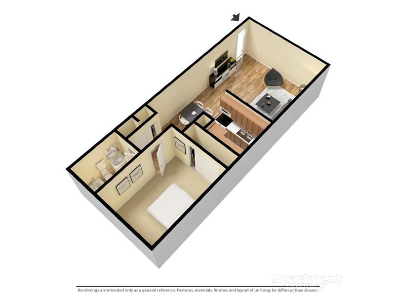 Sommerset 1x1 floorplan at The Perch on 52nd