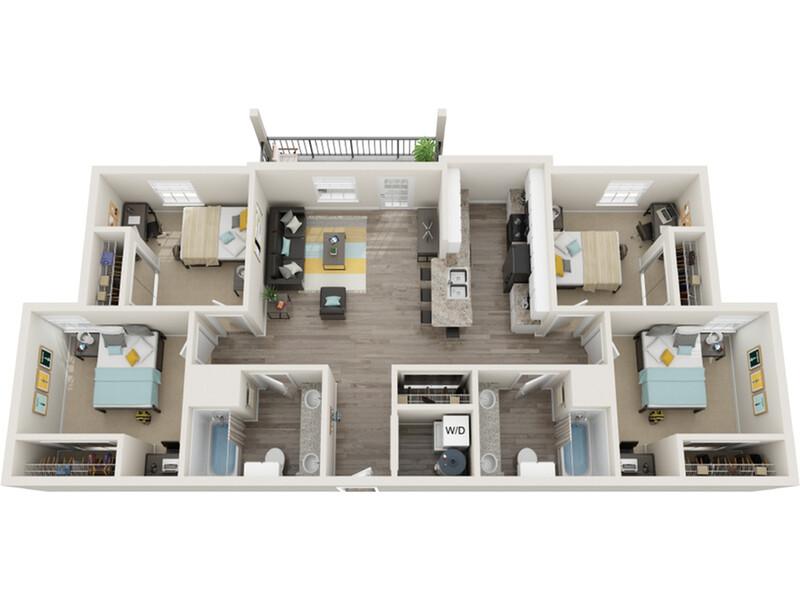 4x2 Lux floorplan at ACASÁ Bainbridge