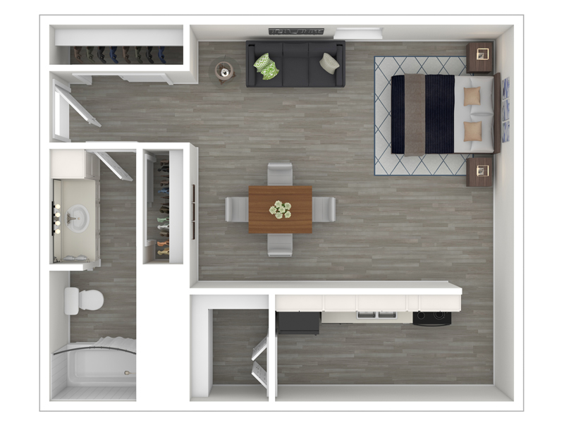 Studio floorplan at Continental Court