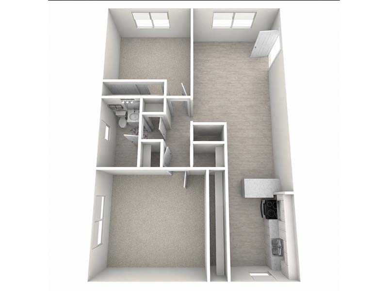 2x1B floorplan at Ellis Midtown
