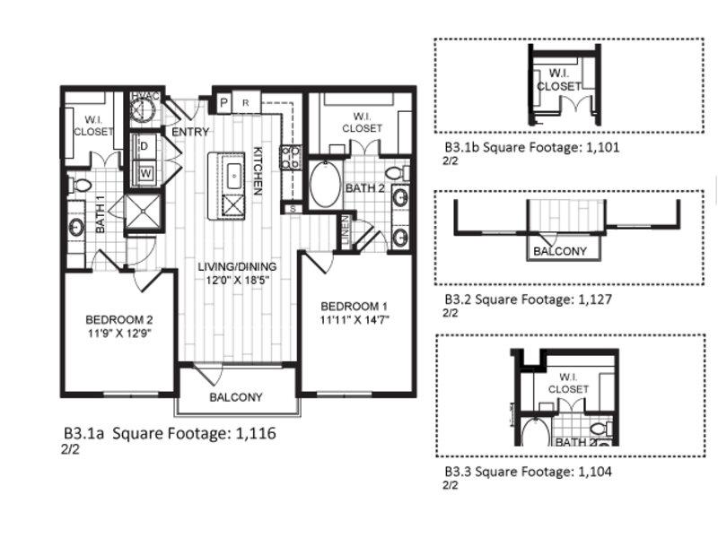 B3.1 floorplan at The Moderne