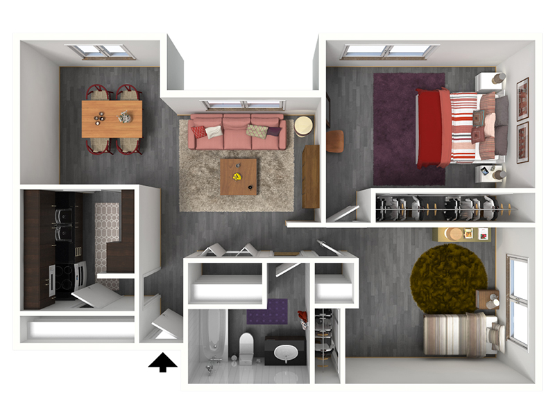 2 Bedroom 1 Bath B