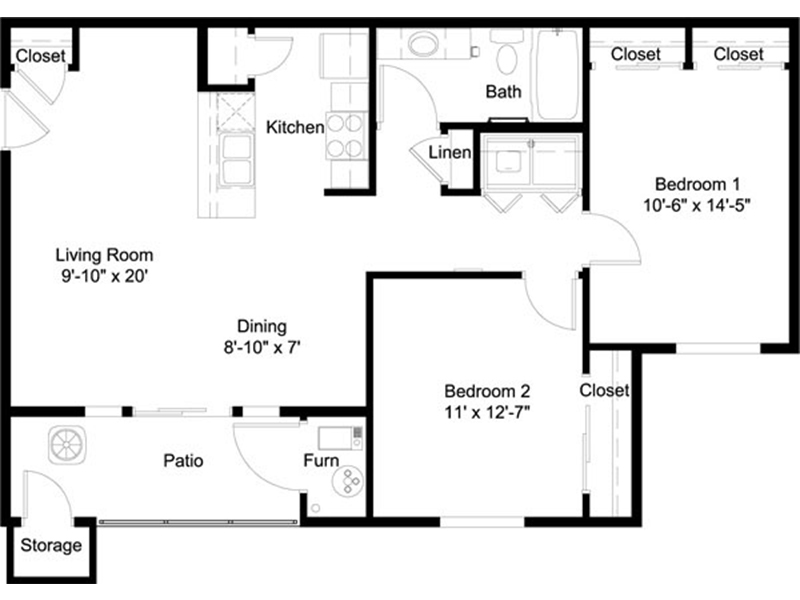 2 Bedroom 1 Bathroom