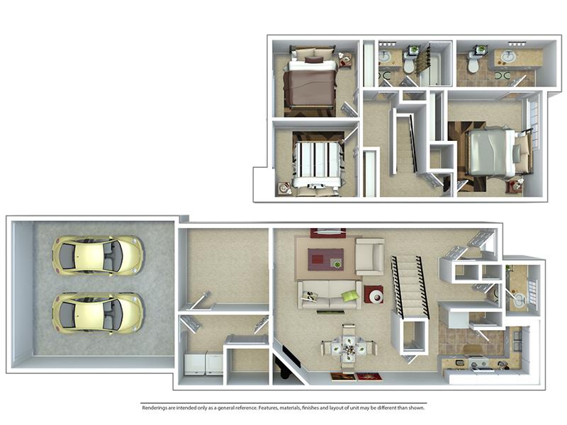 3x2.5TH2G floorplan at Hunters Woods