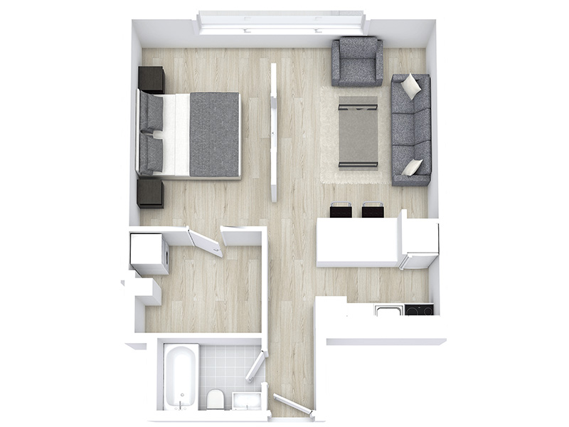 1X1_550 floorplan at The Pinnacle at Nob Hill