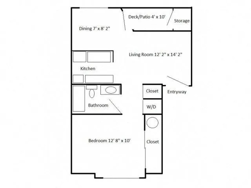 1x1 S floorplan at Bull Mountain Heights