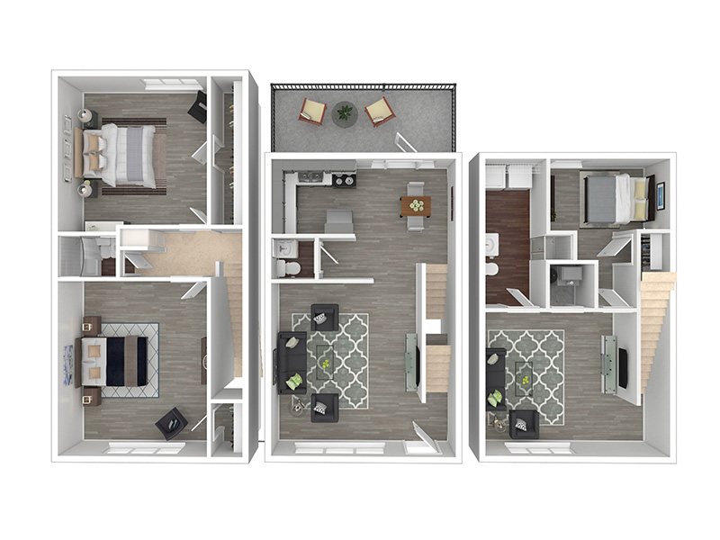 3 Bedroom Townhome floorplan at Station Five Townhomes