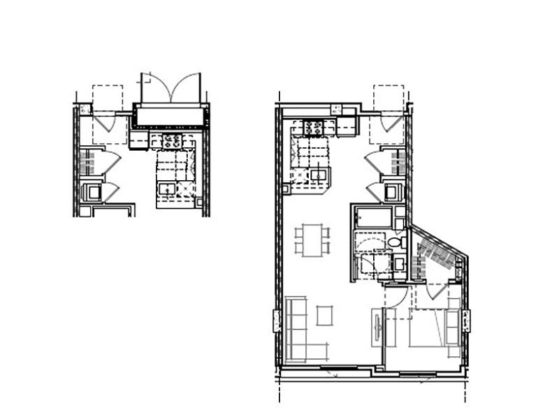 1 Bedroom F floorplan at Volta on Pine