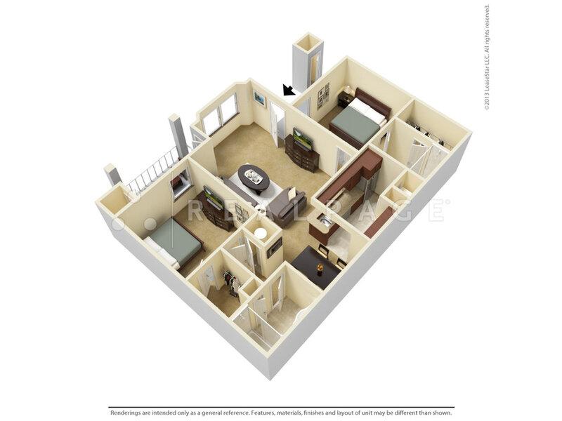 2 Bedroom 2 Bath floorplan