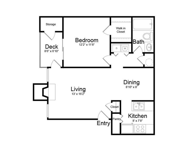 1 Bedroom 1 Bath 832