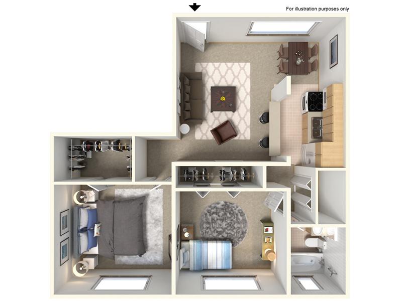 2x1A floorplan at Bridge Square