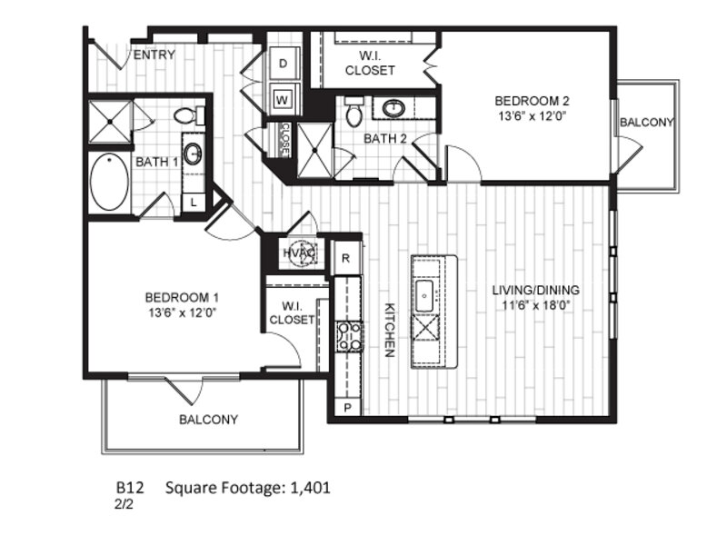 B12 floorplan at The Moderne