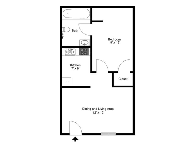 1 Bedroom floorplan at Sonoran Palms