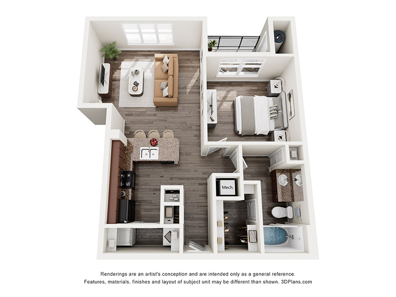 1x1-767 floorplan at Arista Flats