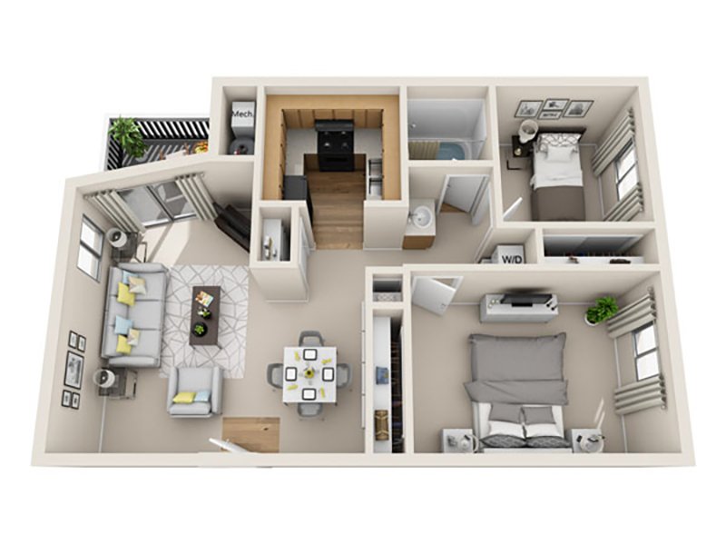 Two Bedroom floorplan at Fox Creek