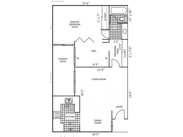 1x1 floorplan at Horizon