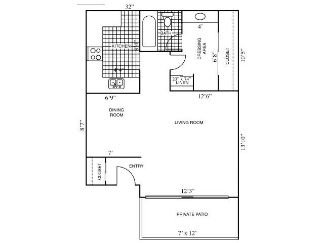 Studio floorplan at Horizon