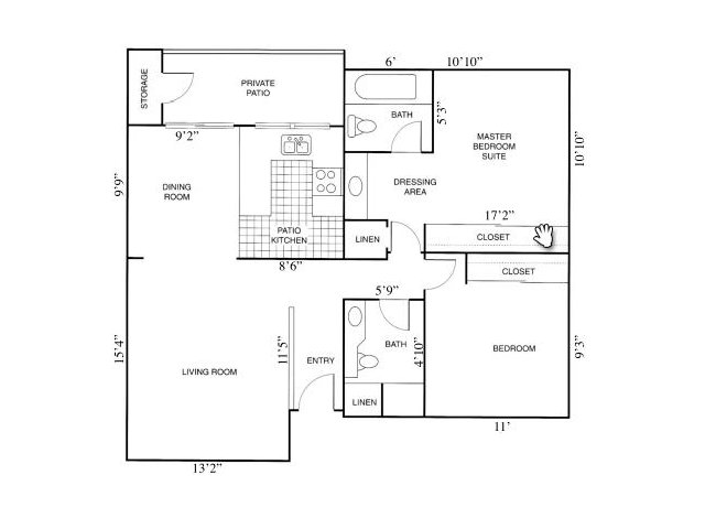 2x2 floorplan at Horizon