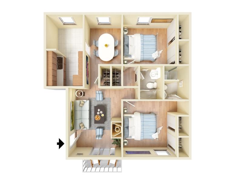 2bd 2ba floorplan at Forest Cove