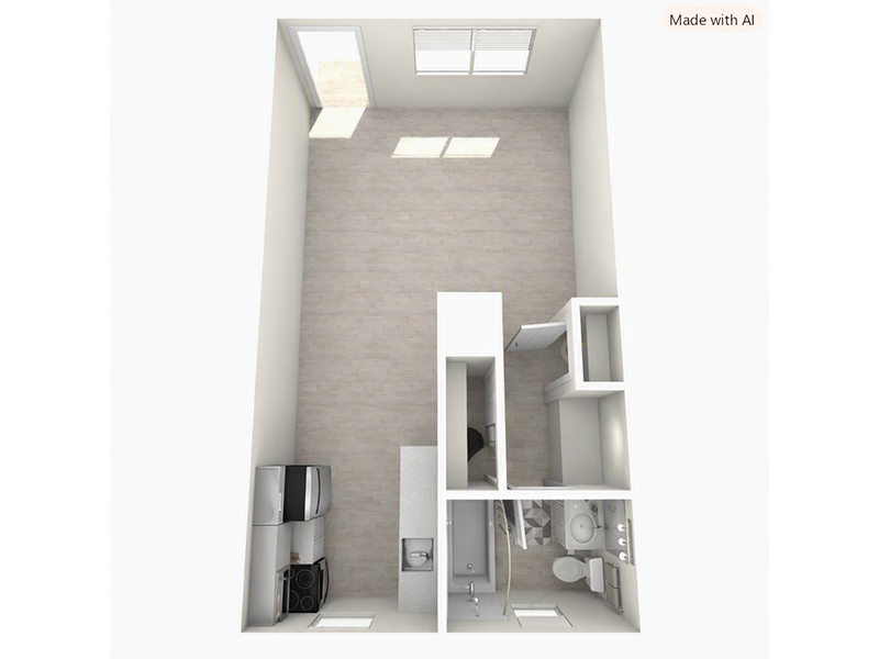 Studio A floorplan at Ellis Midtown