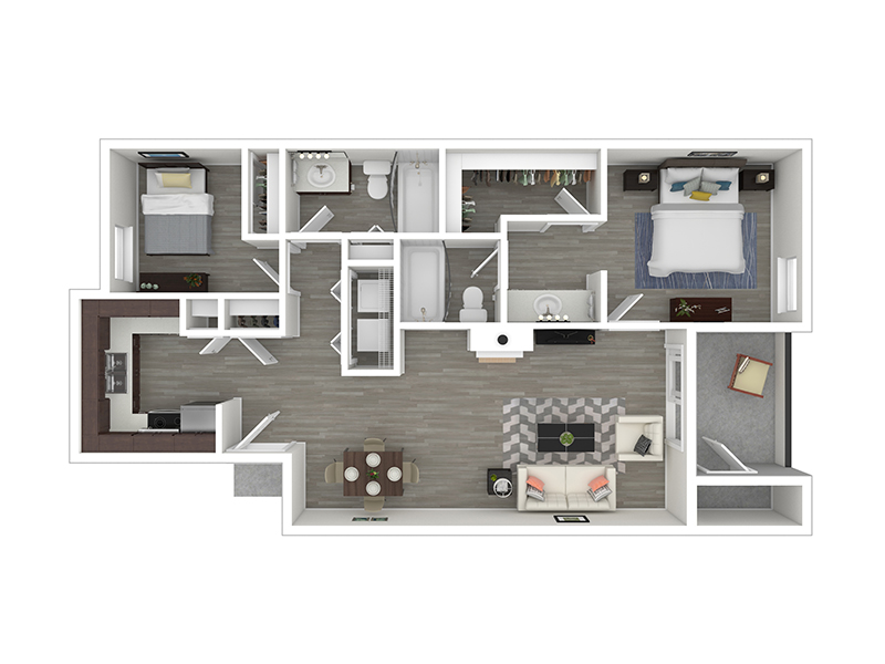 2x2-1158- Partial Renovation floorplan at Pinnacle Heights