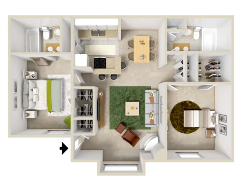 2 bed 2 bath B2
