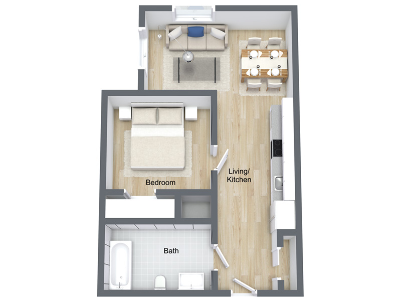 1X1-411 floorplan at Glasdore Lofts