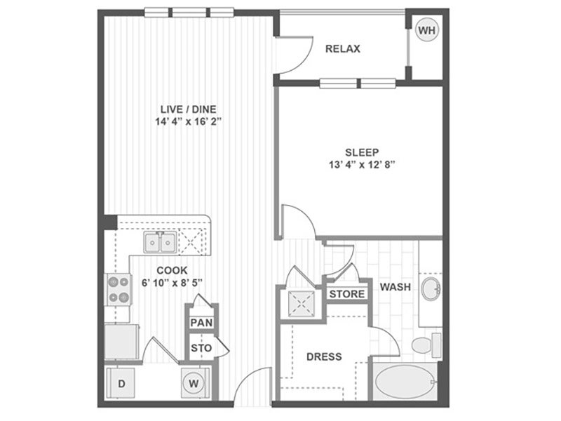 1x1-795 floorplan at Arista Flats