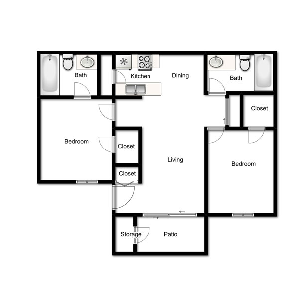 2X2-900 floorplan at Willowcreek