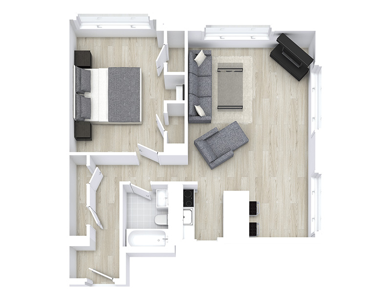 1X1_675 floorplan at The Pinnacle at Nob Hill