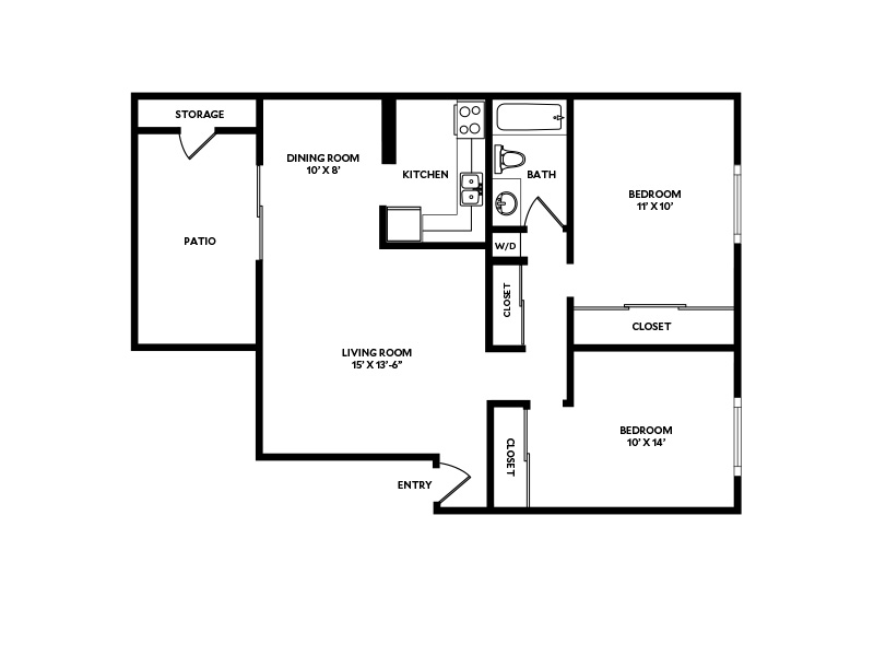 2B floorplan at The Boulders