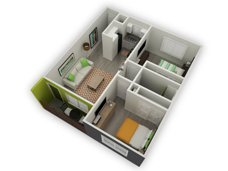 2x1B floorplan at The Park