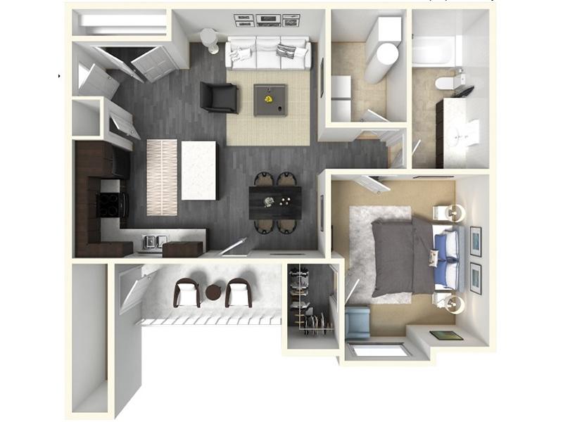 1x1B floorplan at Claradon Village