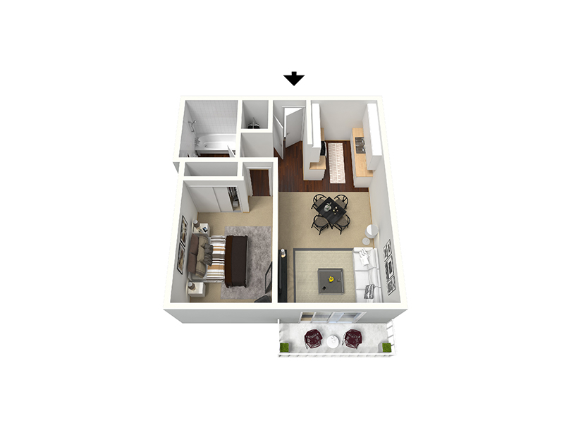 1 Bedroom 1 Bath floorplan at Odyssey