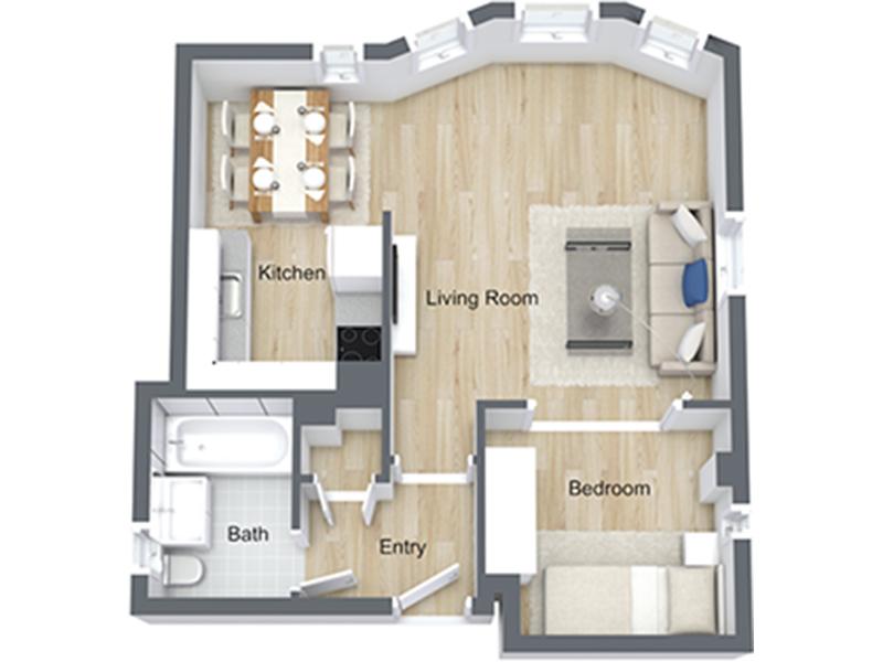 Jr 1x1-04 R floorplan at Nob Hill Place