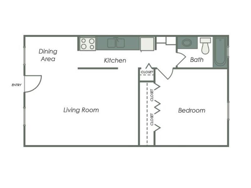 1x1 R floorplan at Shadow Tree Apartments