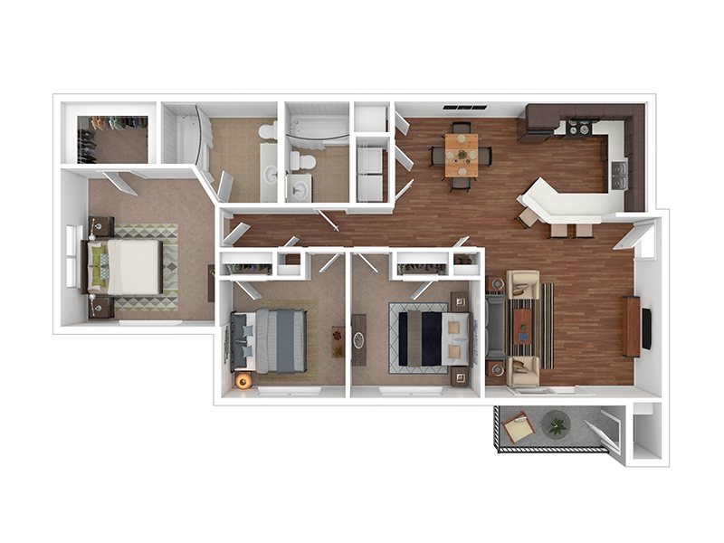 3B2B floorplan at Gateway Apartments