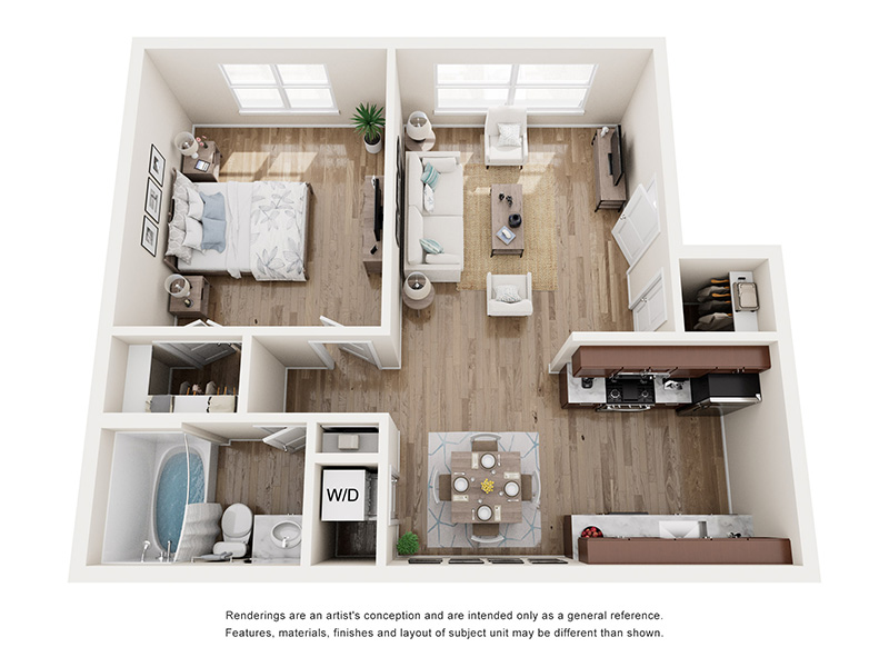 1x1 floorplan at Artista