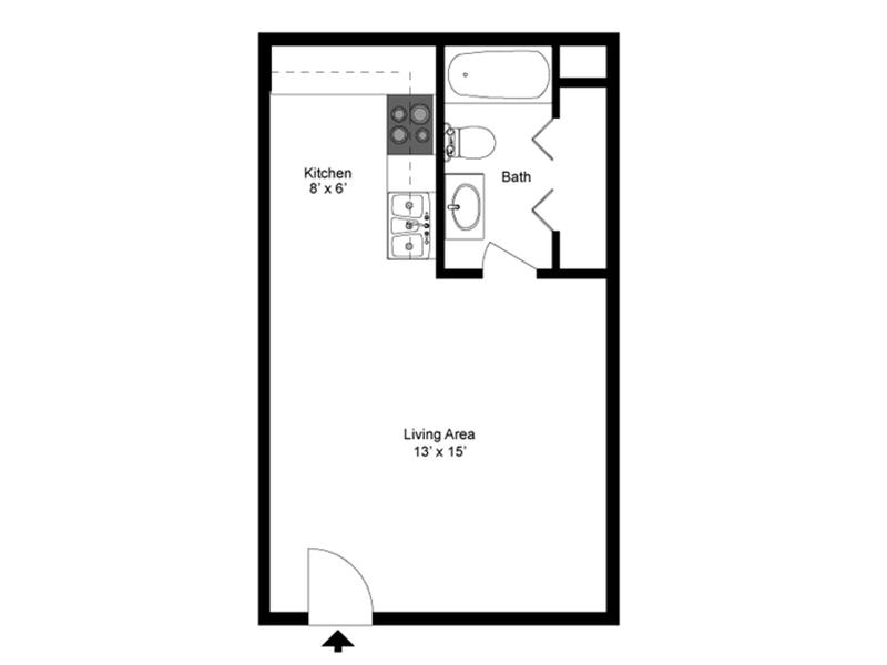 Studio floorplan at Sonoran Palms