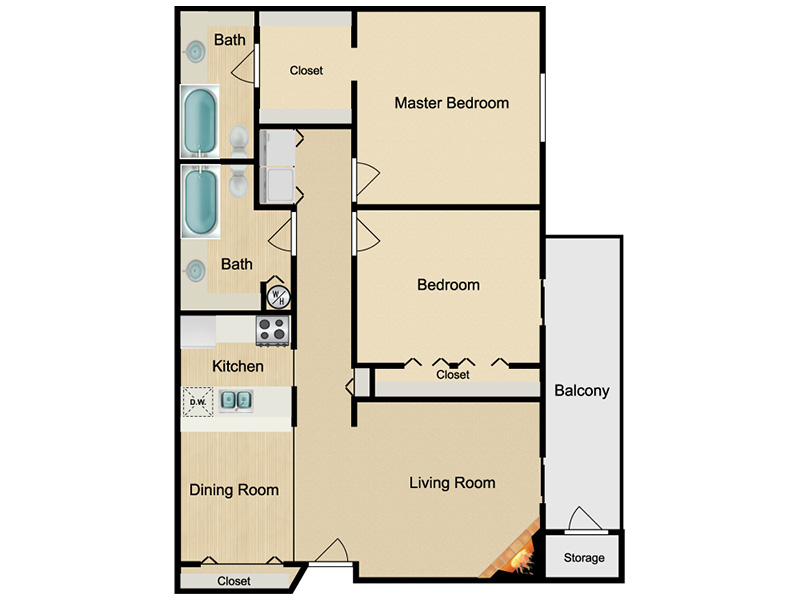 2x2 Medium Platinum floorplan at The Northern